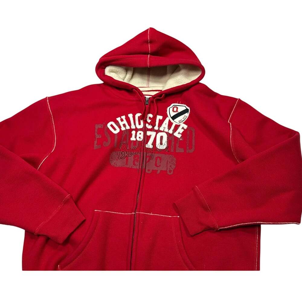 Ohio State Buckeyes J. America Red Zip Up THICK Hoodie Size XL Stitched